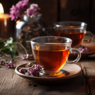 Zdjęcie przedstawiające piękną filiżankę czarnej herbaty