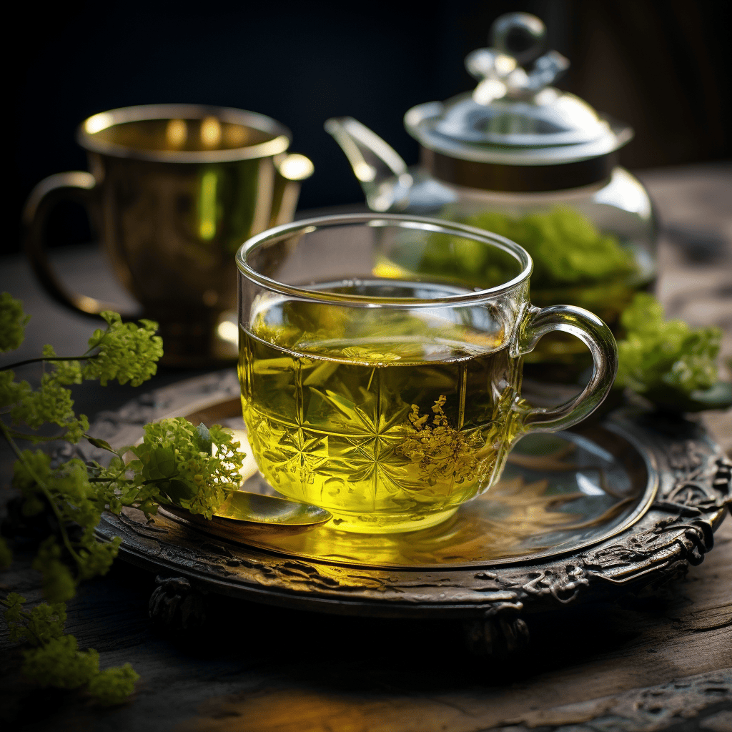 Zdjęcie przedstawiające szklaneczkę zielonej herbaty